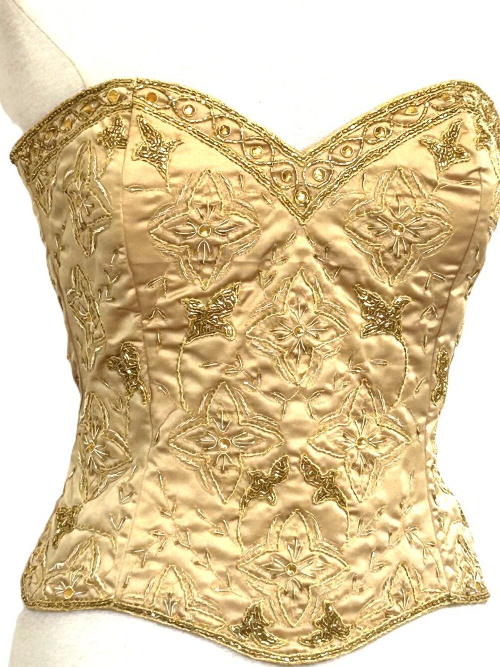 JASDEE Vintage BustierCorset HandWork GottaThread Embroidery OnSatin Style F3136